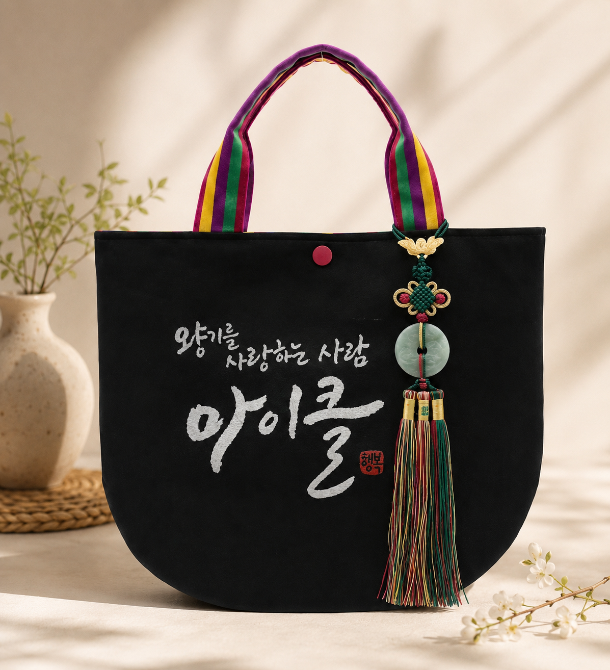 한글 캘리그라피 에코백 굿즈