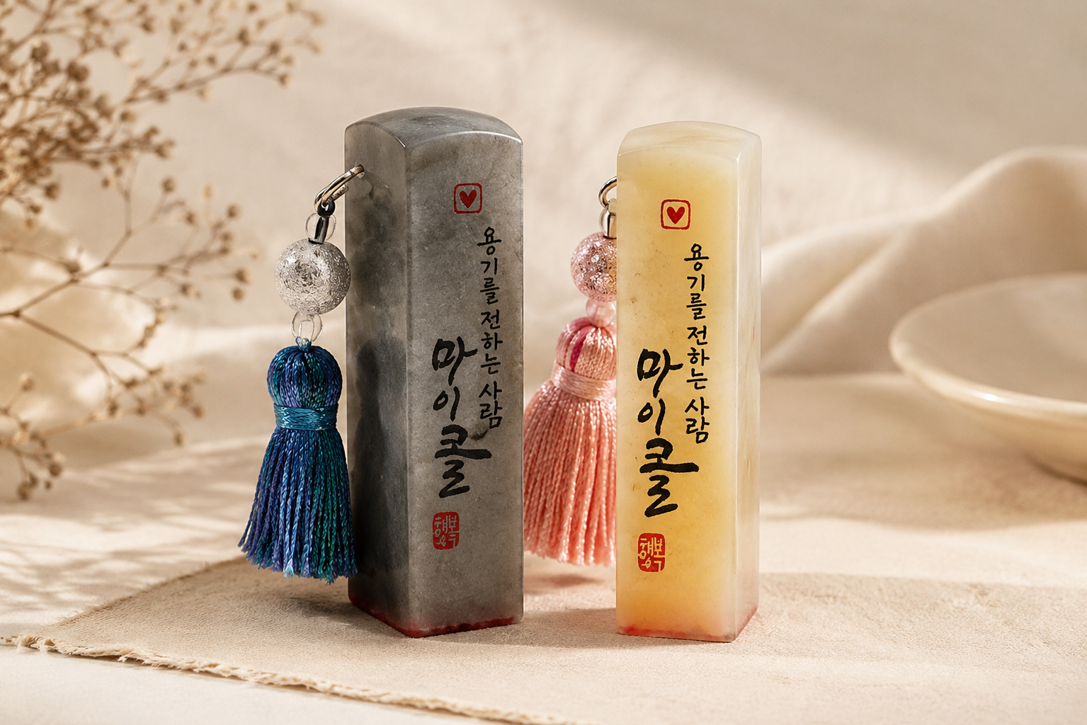 한글 이름이 쓰인 부채